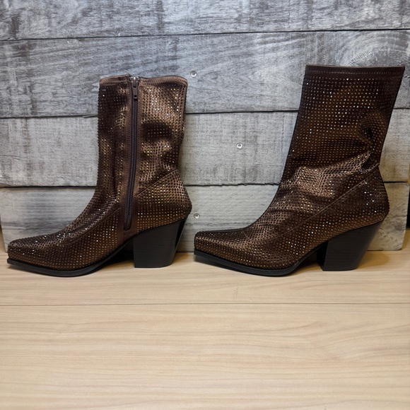 GB NWT Star-Crossed Rhinestone Stretch Western Booties - Picture 5 of 8